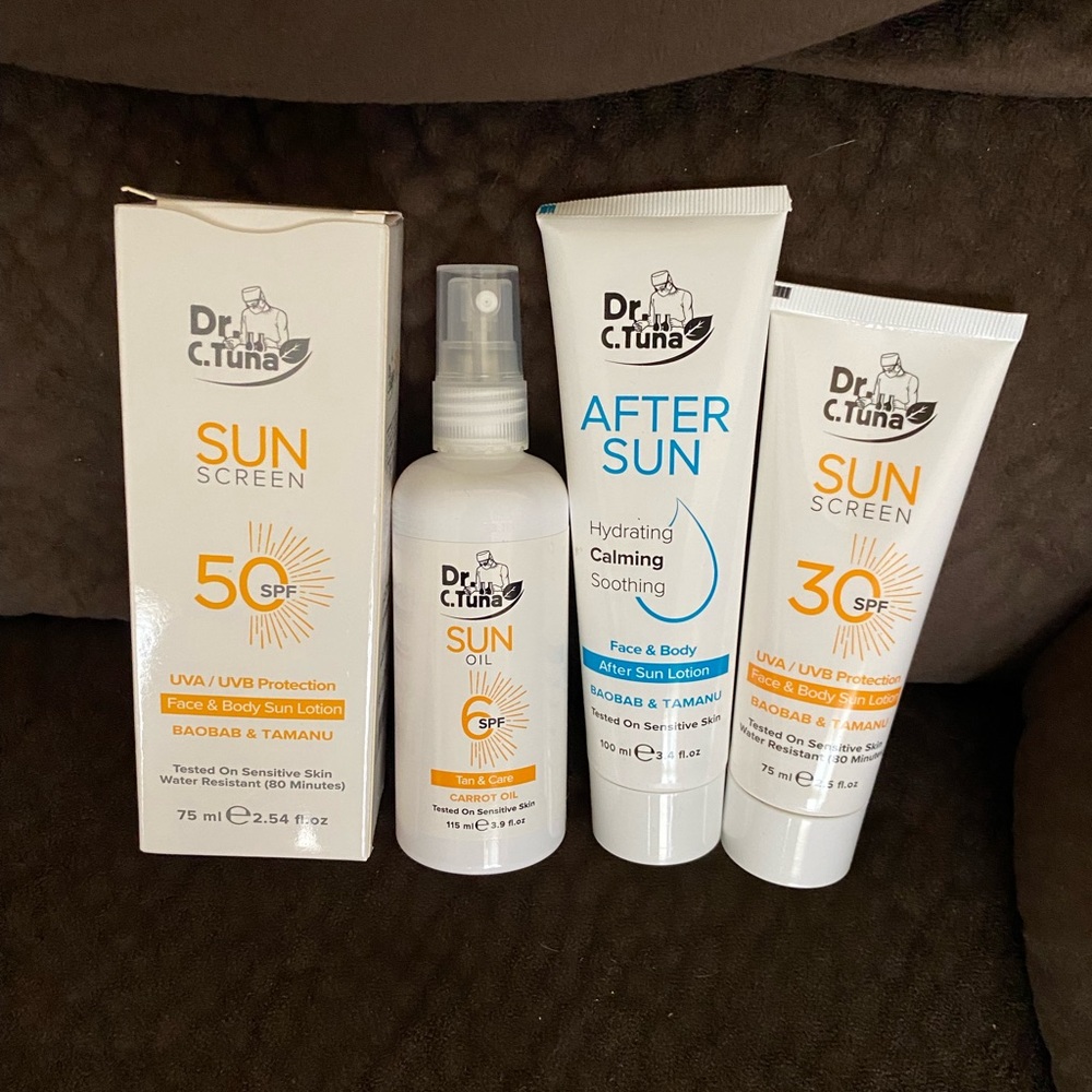 Sunscreen and sun oil and after sun care bundle